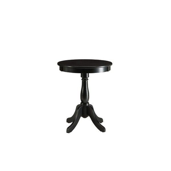 Alger Side Table， Wooden Turned Pedestal with 4 Solid Wood Legs