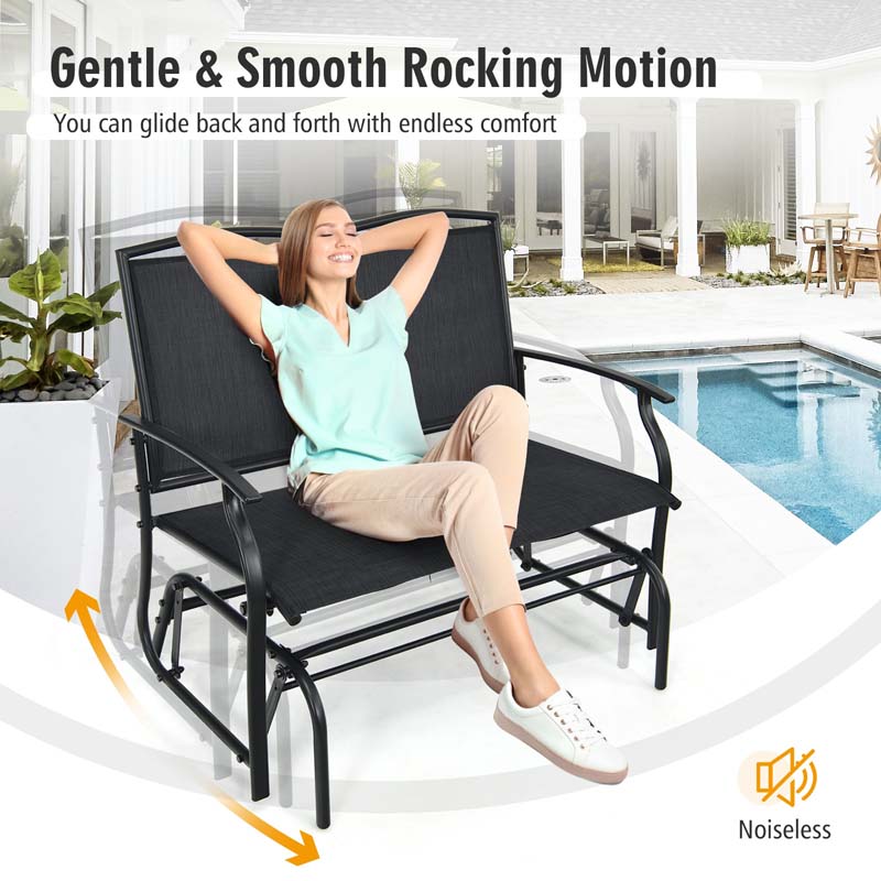 Weatherproof 2-Person Patio Swing Glider Bench Outdoor Rocking Lounge Chair Loveseat Rocker