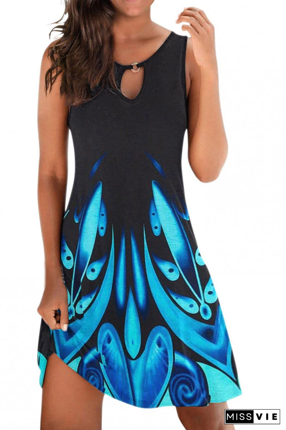 Printed Women Sleeveless Tank Dress Wholesale