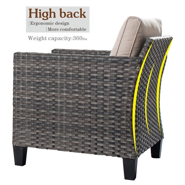 OVIOS 2piece Outdoor Highback Wicker Single Chairs