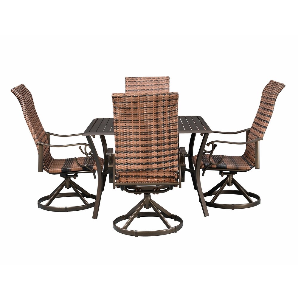 Westin Aluminum   Wicker Swivel Rocking 5pc Dining Set