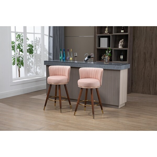 Set of 2 Solid Wood Legs Counter Height Bar Stools