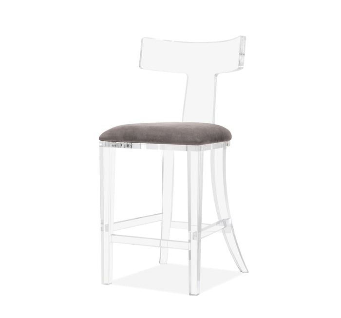 Tristan Klismos Counter Stool - Grey Velvet