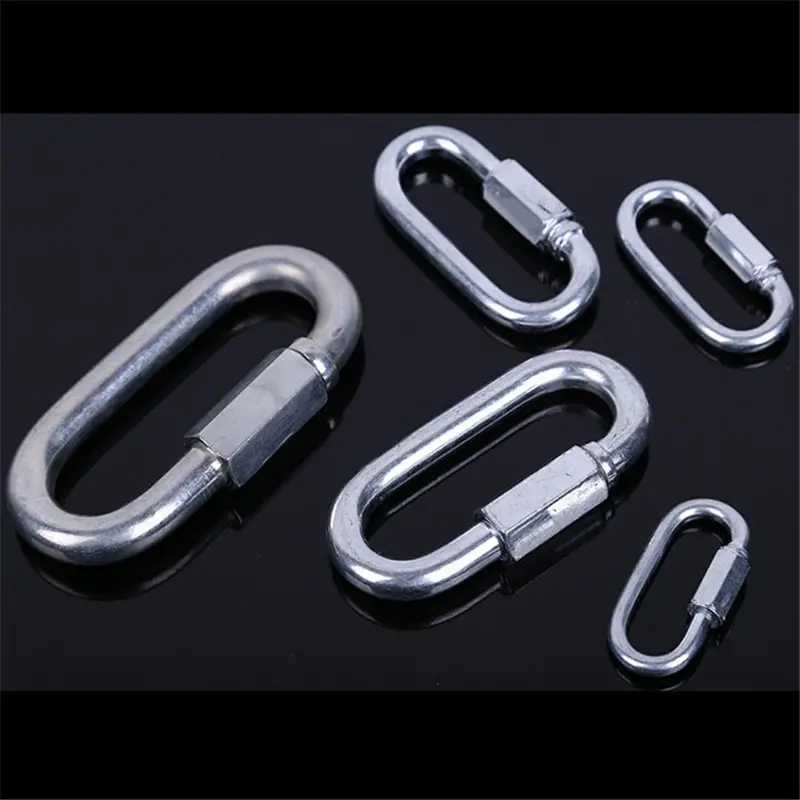 Stainless Steel Lock Screw Climbing Gear Carabiner Quick Links Safety Snap Hook Outdoor Camping Hiking Buckle Hook Tools