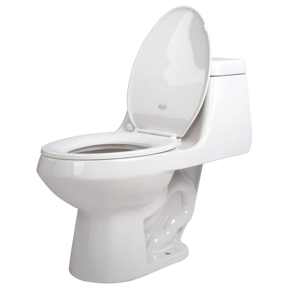 ANZZI Zeus 1Piece 128 GPF Single Flush Elongated Toilet in White