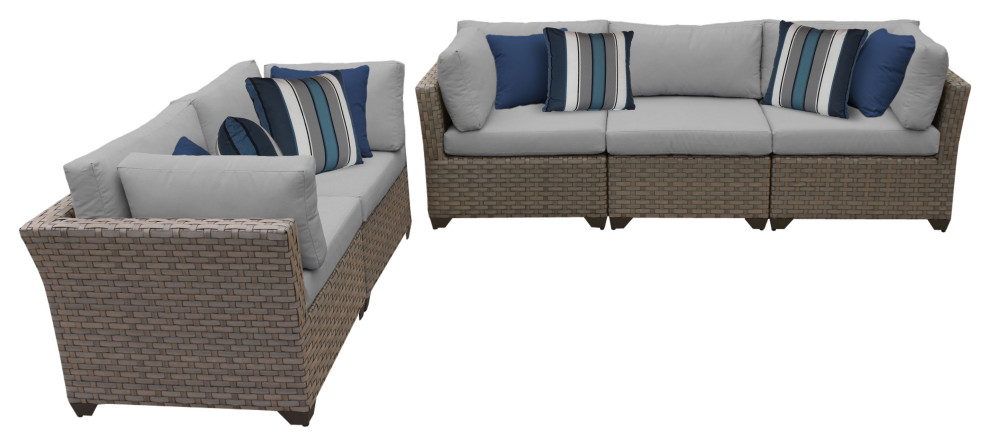 Monterey 5 Piece Outdoor Wicker Patio Furniture Set 05d   Tropical   Outdoor Sofas   by Design Furnishings  Houzz