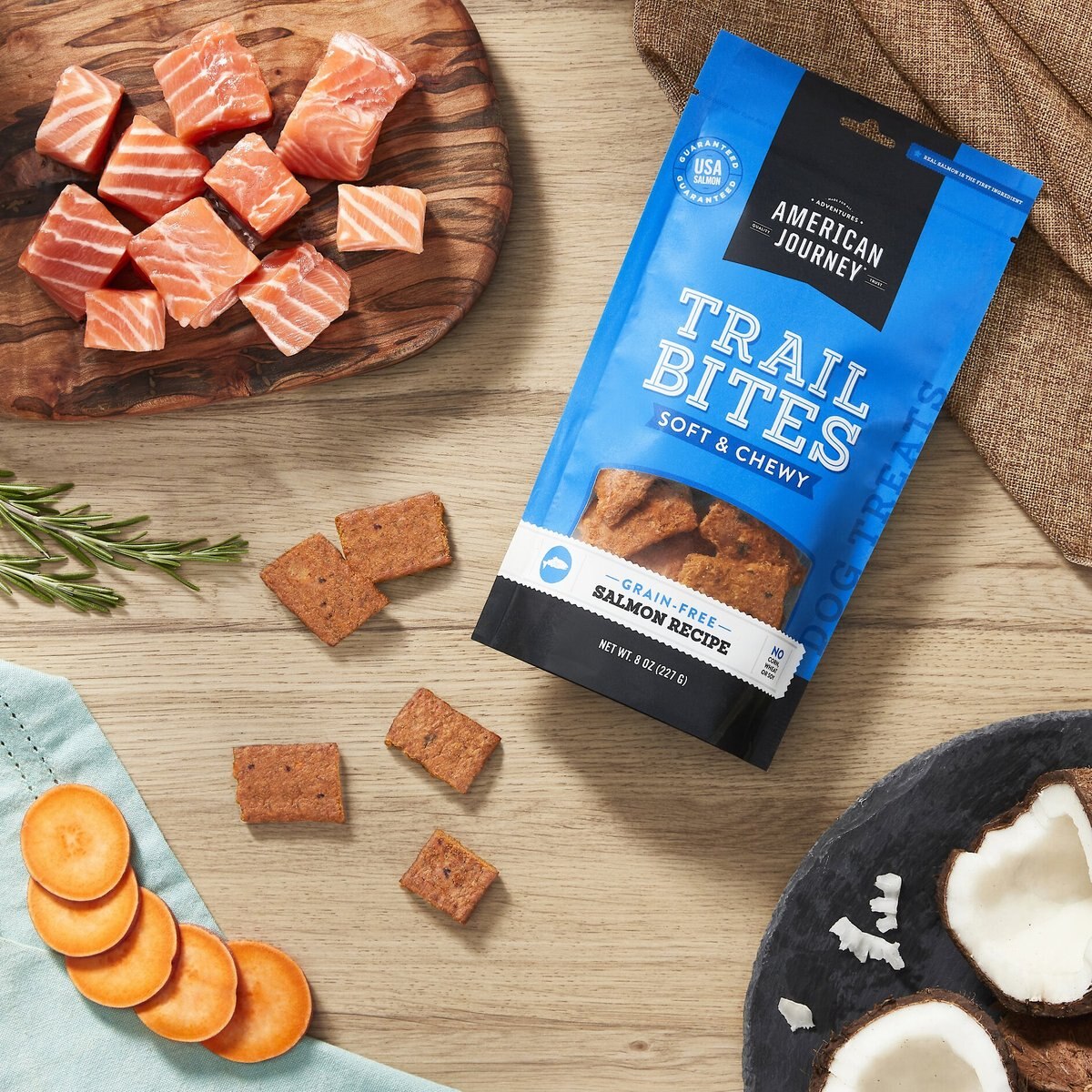 American Journey Salmon Recipe Trail Bites Grain-Free Soft and Chewy Dog Treats