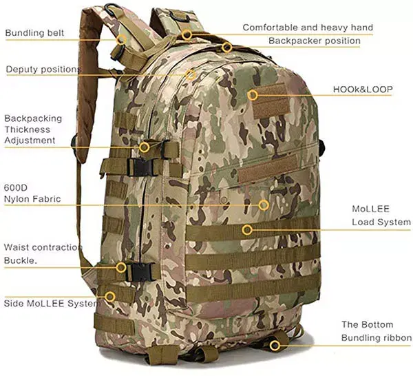 Custom 40L Molle System Travel Backpack Bag Tactical Mens Backpack for Camping Hiking Climbing