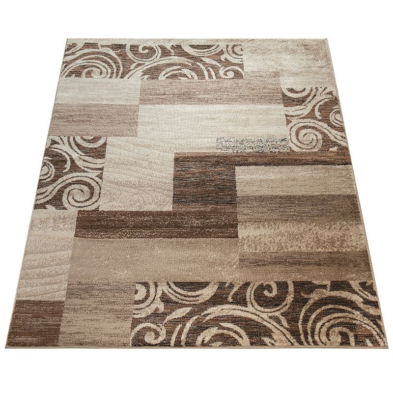 Classic Living Room Rug with Patchwork Design Modern Checkered Pattern