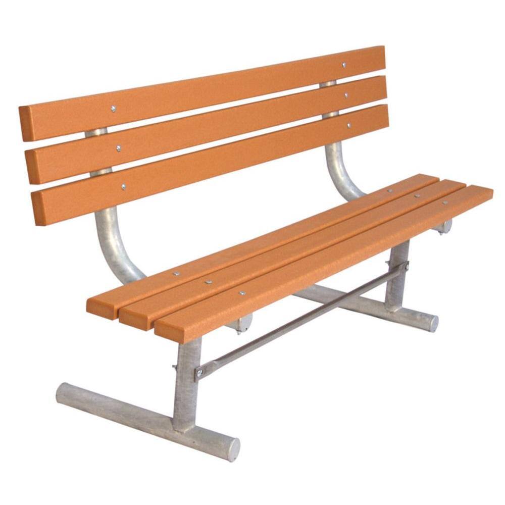 Ultra Play 6 ft. Cedar Commercial Park Recycled Plastic Bench with Back Surface Mount G940P-CDR6