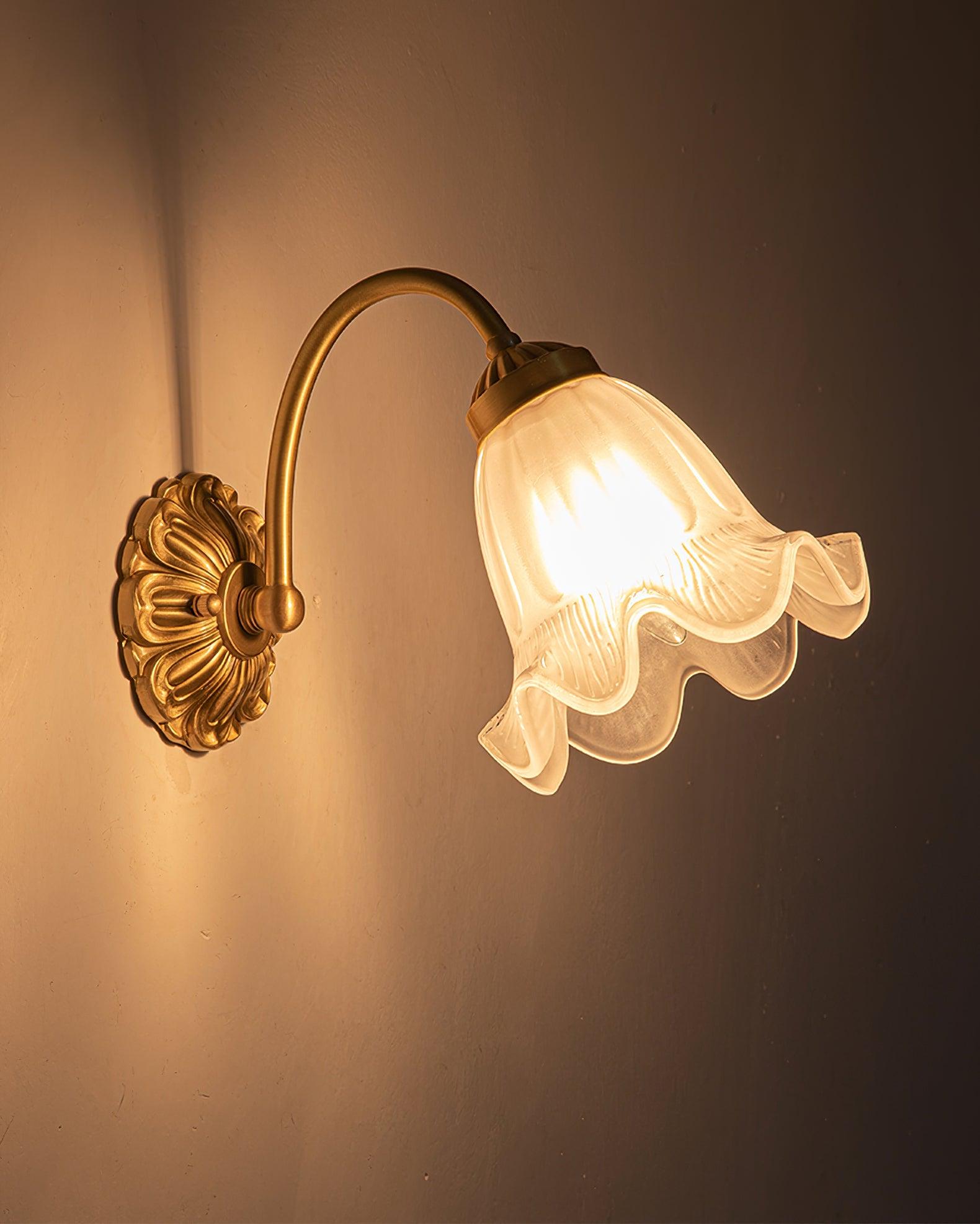 Brass Floral Glass Sconce