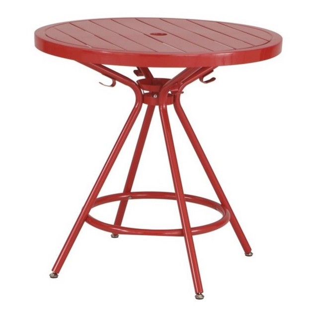 Steel Patio Bistro Table In Red safco