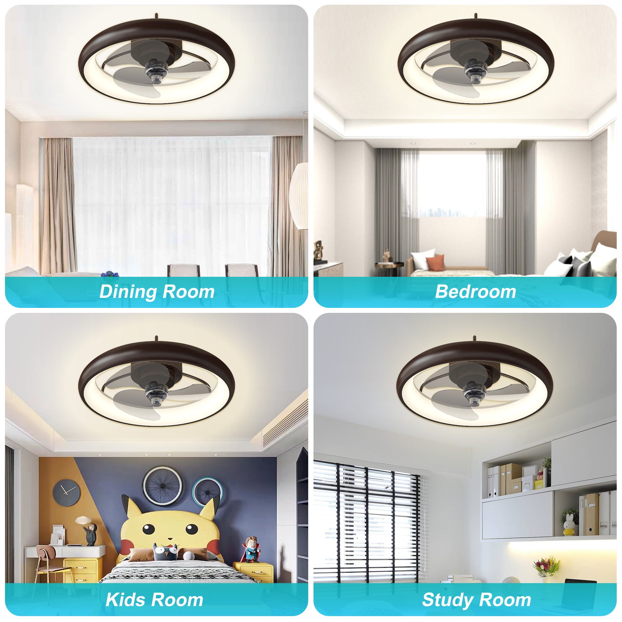 LEEAGLEGRY Low Profile Ceiling Fan with Light and Remote Control, Flush Mount  Ceiling Fan Dimmable Led Memory Light Timing Reversible Motor