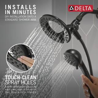 Delta In2ition 4-Spray Patterns 1.75 GPM 6.13 in. Wall Mount Dual Shower Heads in Matte Black 75486CBL