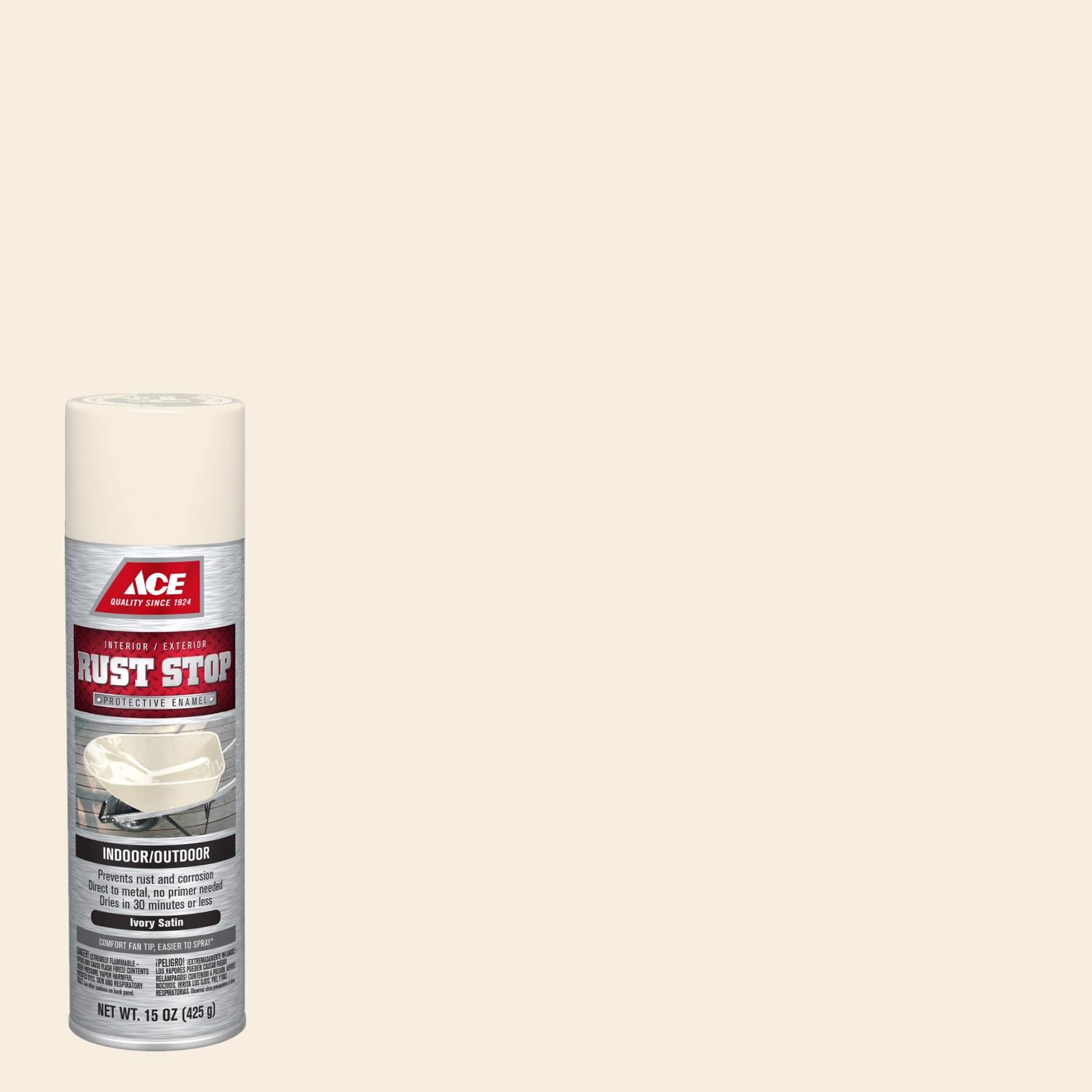 Ace Rust Stop Satin Ivory Protective Enamel Spray Paint 15 oz