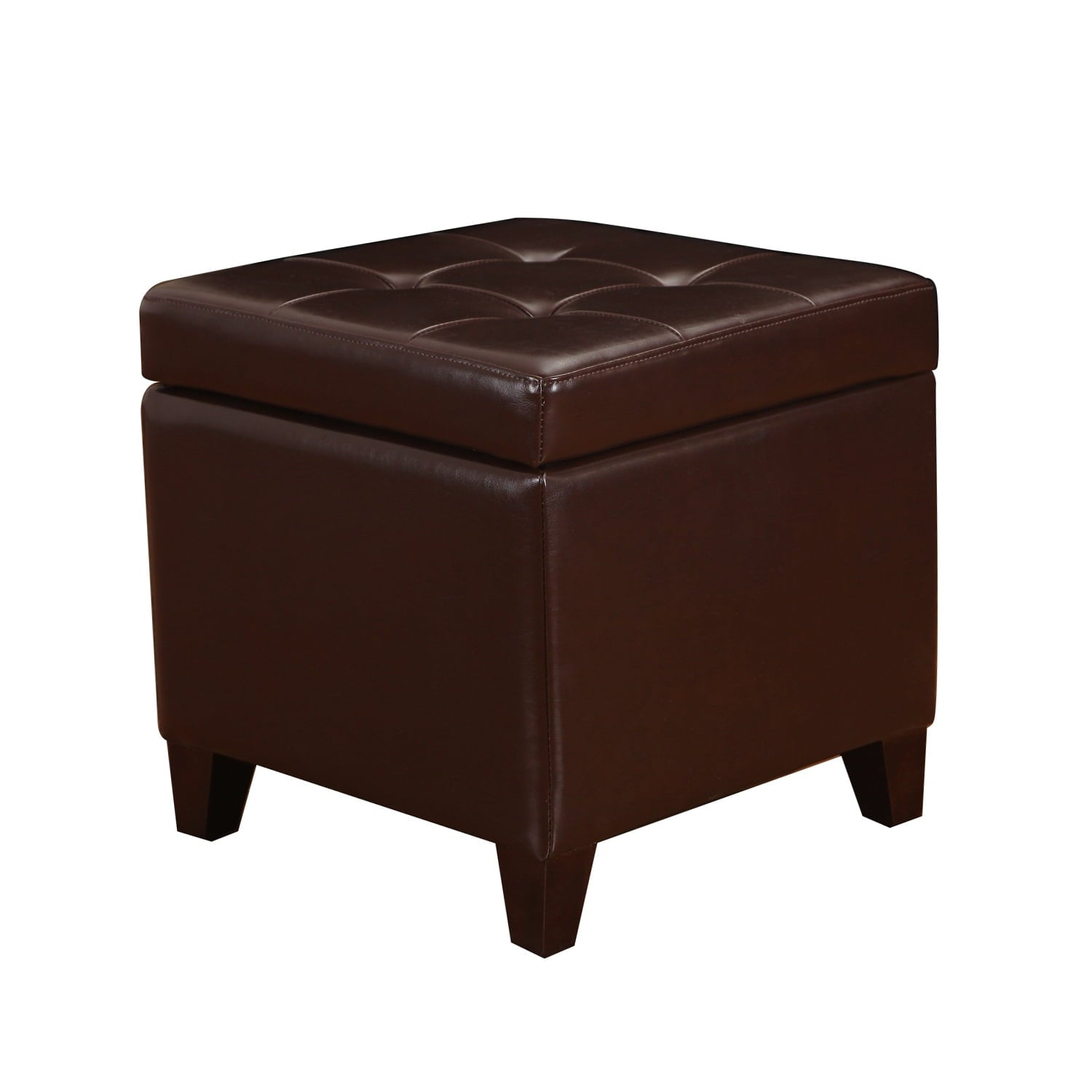 Joveco Leather Square Storage Ottoman Footstool Bench Foldable Storage Footrest for Living Room Bedroom,Brown