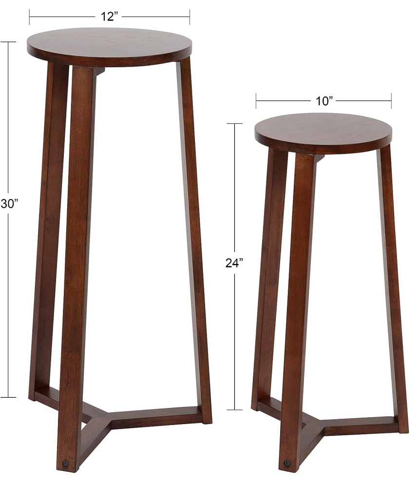 Set of 2 Modern Nesting End Table  Three Legged Base  ampRound Top  Walnut Brown   Transitional   Coffee Table Sets   by Decor Love  Houzz