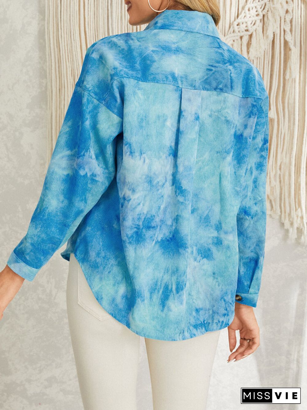 Tie Dye Corduroy Button Long Sleeve Lapel Jacket