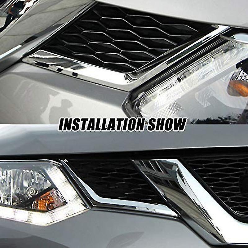 2pcs Chrome Front Mesh Grille Grill Head Light Cover Trim For Rogue T32 2014 2015 2016