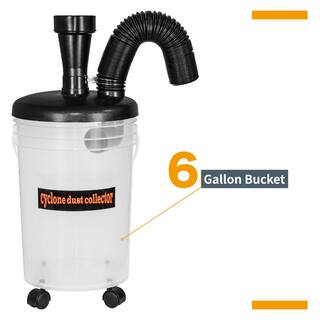 POWERTEC 4 in. Cyclone Dust Collector and Separator Kit with Clear 6 Gal. Dust Bucket Hoses Reducers Couplers and Hose Clamps 70293