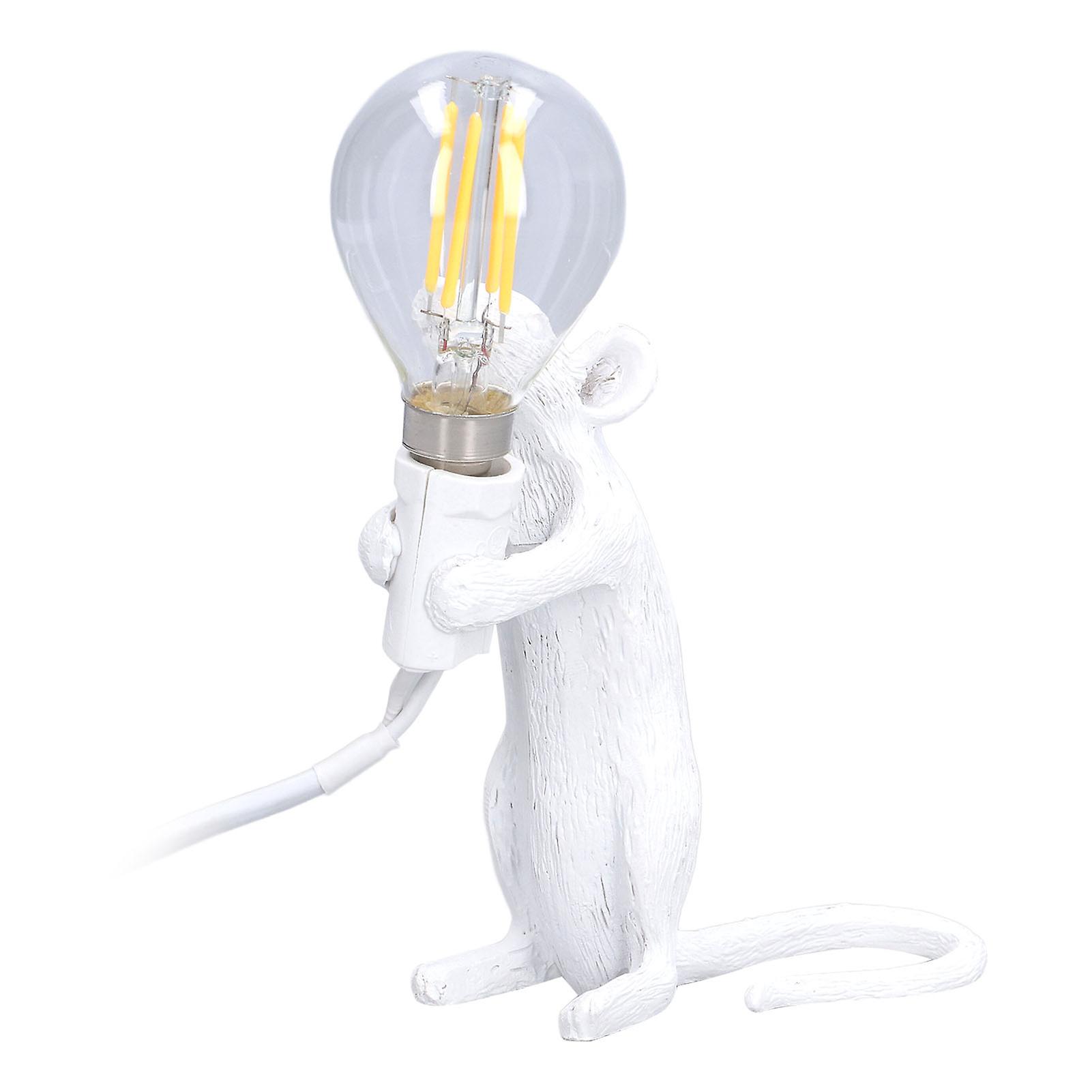 Animal Lamp Soft Lighting Simple Operation Lifelike Image Modern Resin Mouse Lamp for Home Cafe Office Bedroom DecorWhite UK