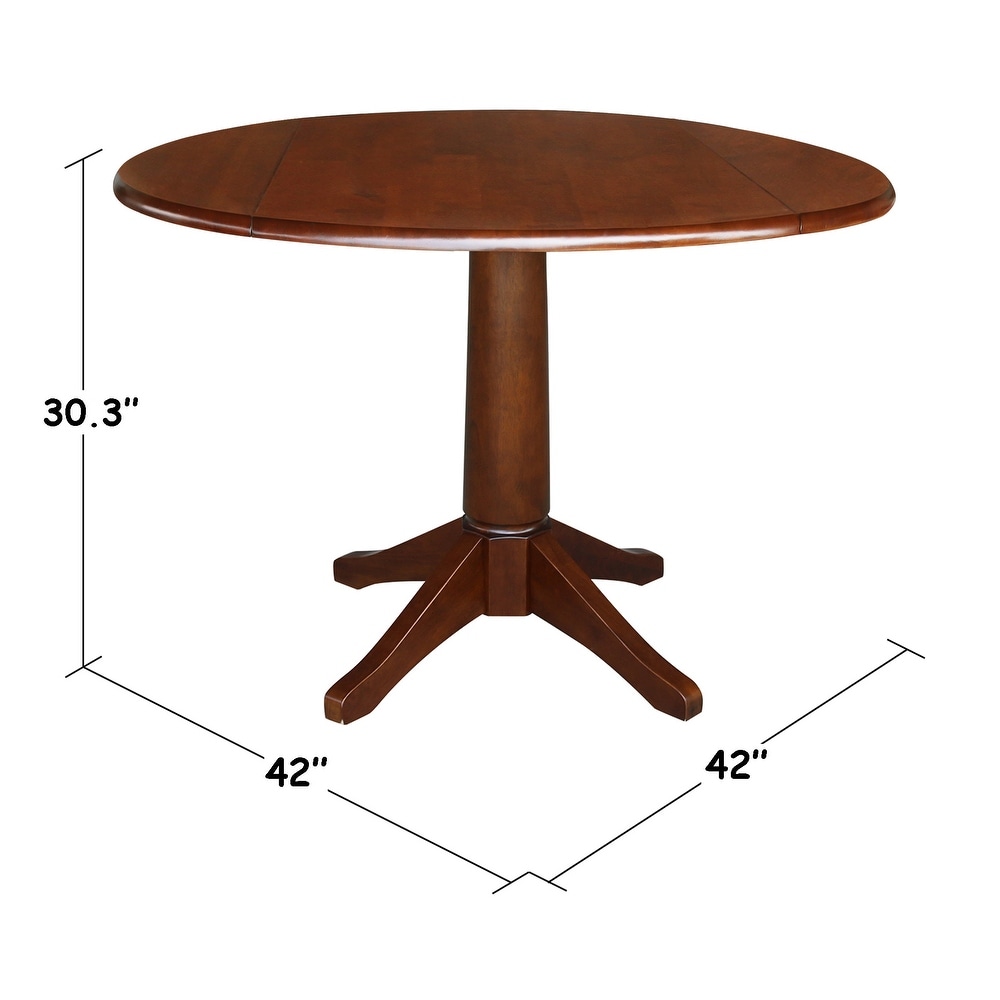 42 in. Round Top Dual Drop Leaf Pedestal Dining Table