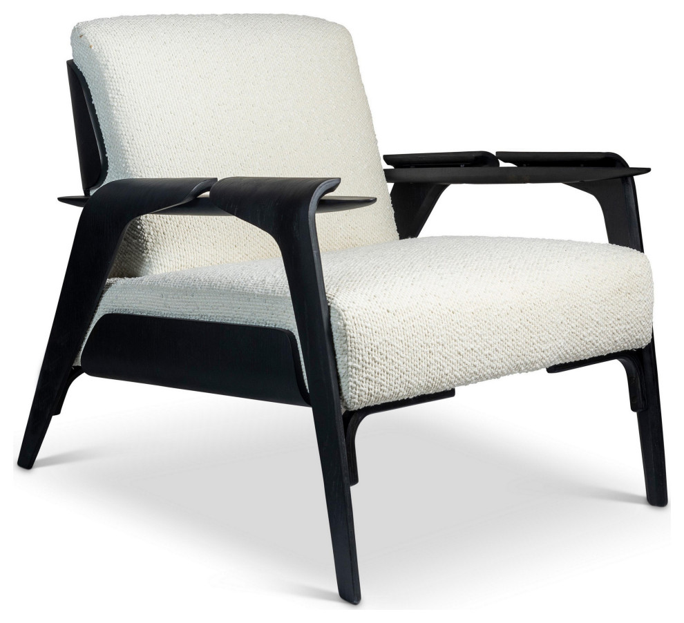 Modern Brazilian  Fly  Accent Chair  Boucle Ivory Upholstery   Midcentury   Armchairs And Accent Chairs   by Urbia  Houzz