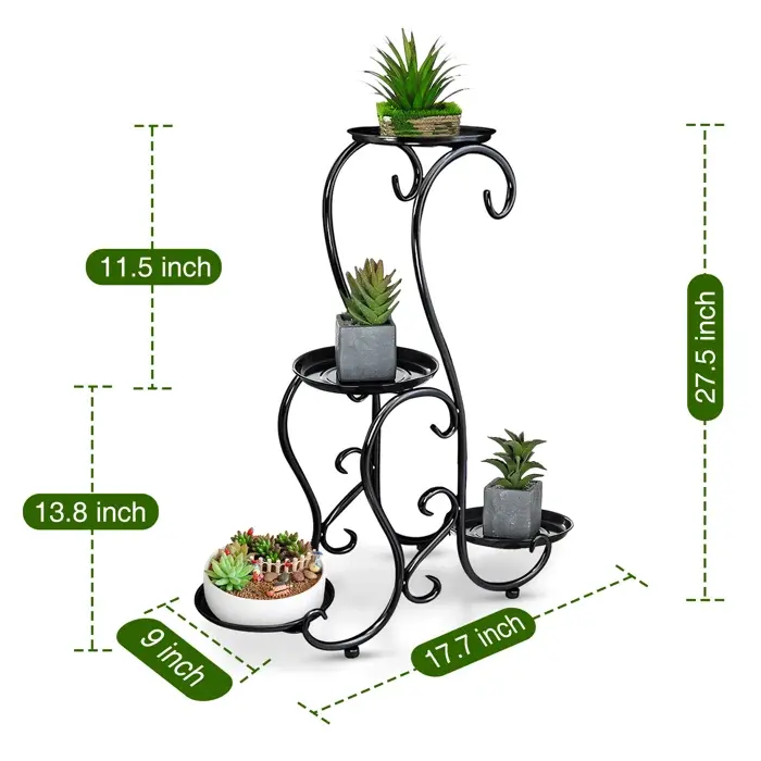 Metal Plant Stand High Quality Planters Customized Handmade modern vase floor garden plant black iron plant stands 4 tier metal