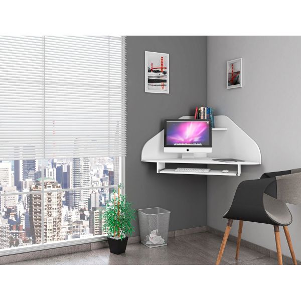 Bradley Floating Corner Desk White