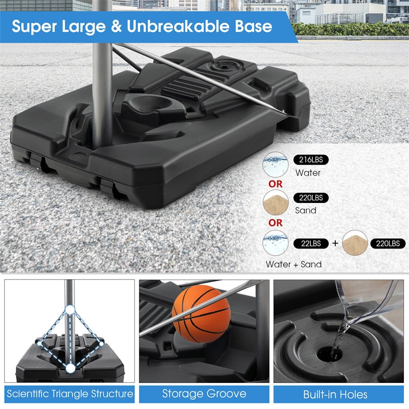 Portable Outdoor Basketball Hoop 64’’-79’’ Adjustable Poolside Basketball Goal System with 44