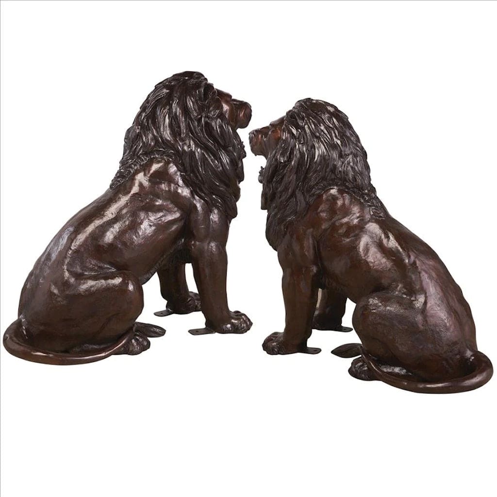 Sentinel Lion Cast Bronze Garden Statue Set by Design Toscano