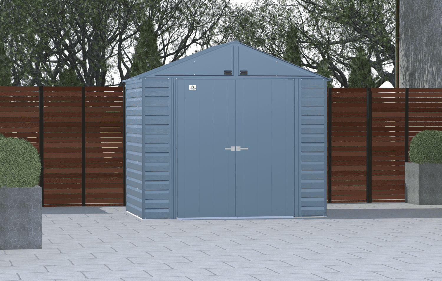 Arrow Select Steel Storage Shed, 8x6 ft, Peak Roof, Blue Grey