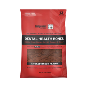 Indigenous Smoked Bacon Grain-Free Dental Dog Treats， Original 13ct