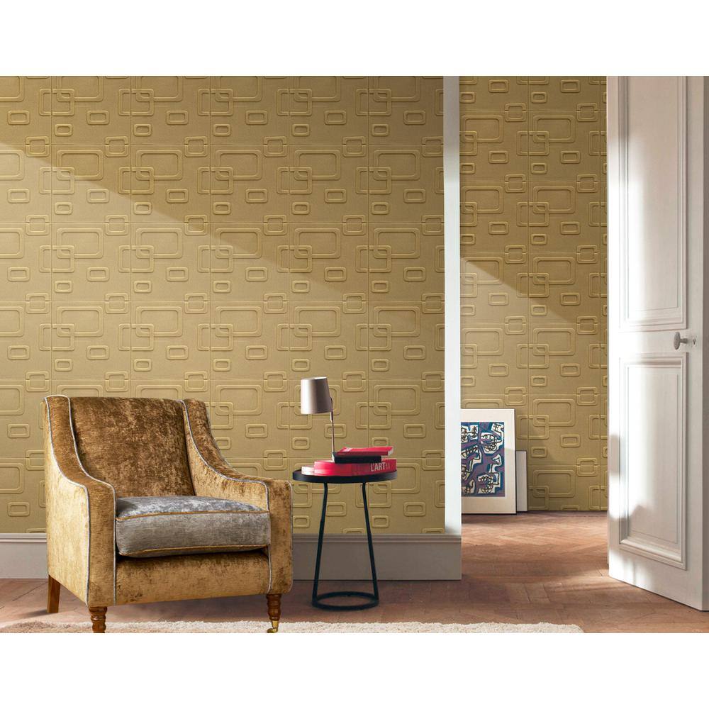 Dundee Deco Falkirk Jura II 13 in. x 28 in. x 28 in. Peel  Stick Dark Gold Circular Shapes Foam Decorative Wall Paneling (10-Pack) HDJN-R198-10