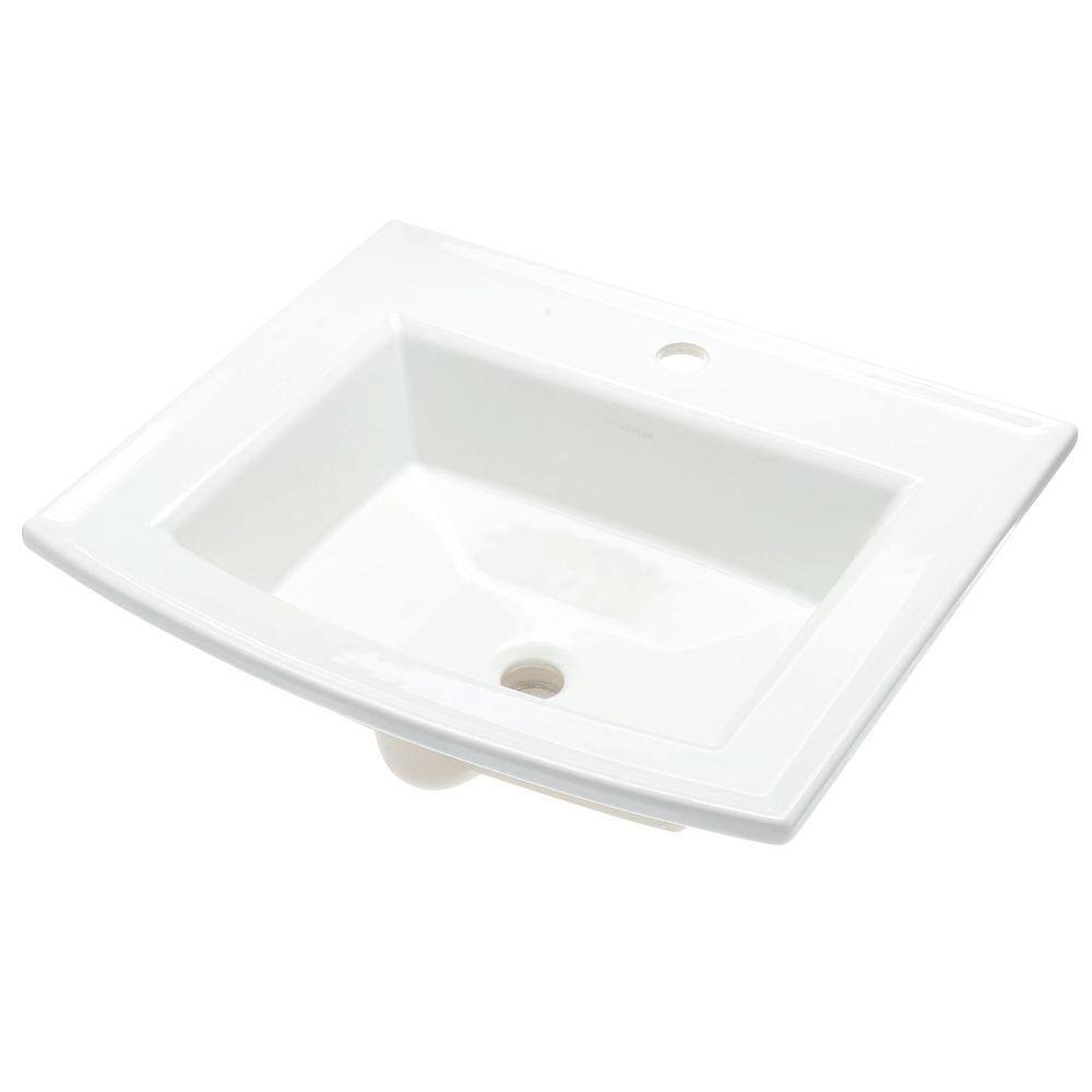 KOHLER Archer Drop-In Vitreous China Bathroom Sink in White with Overflow Drain K-2356-1-0