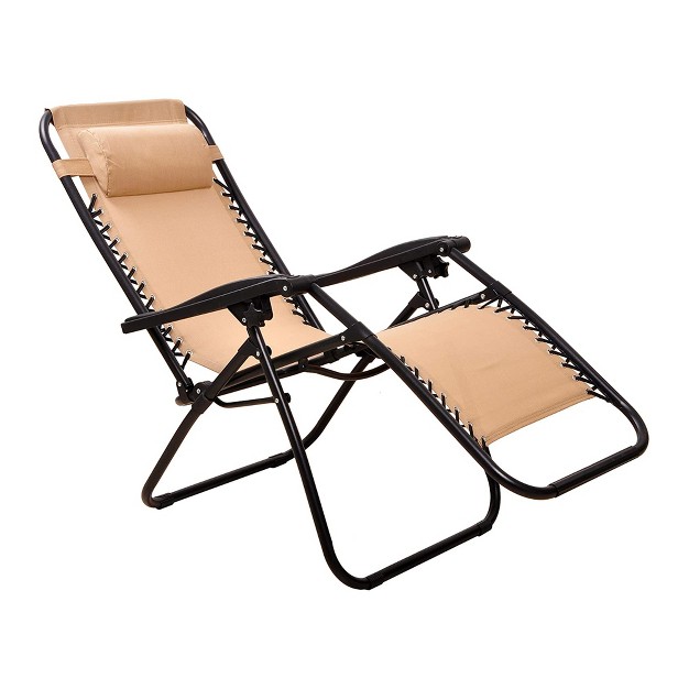 Elevon Adjustable Zero Gravity Recliner Lounge Chair W Detachable Cup Holder For Outdoor Deck Patio Beach Or Bonfire Weight Capacity 300lbs Beige