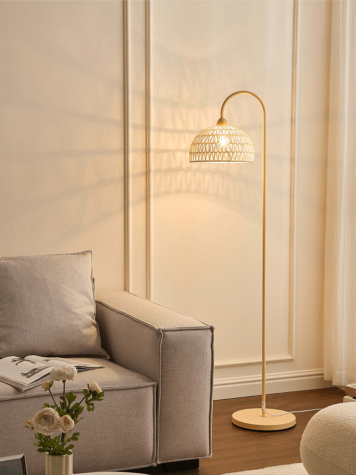 Rattan Arch Floor Lamp