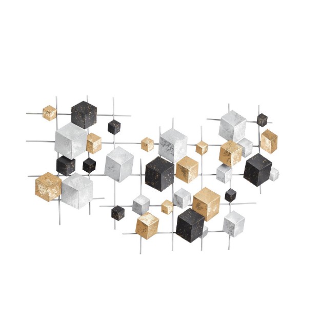 Metal Geometric 3d Cube Relief Wall Decor Multi Colored Cosmoliving By Cosmopolitan