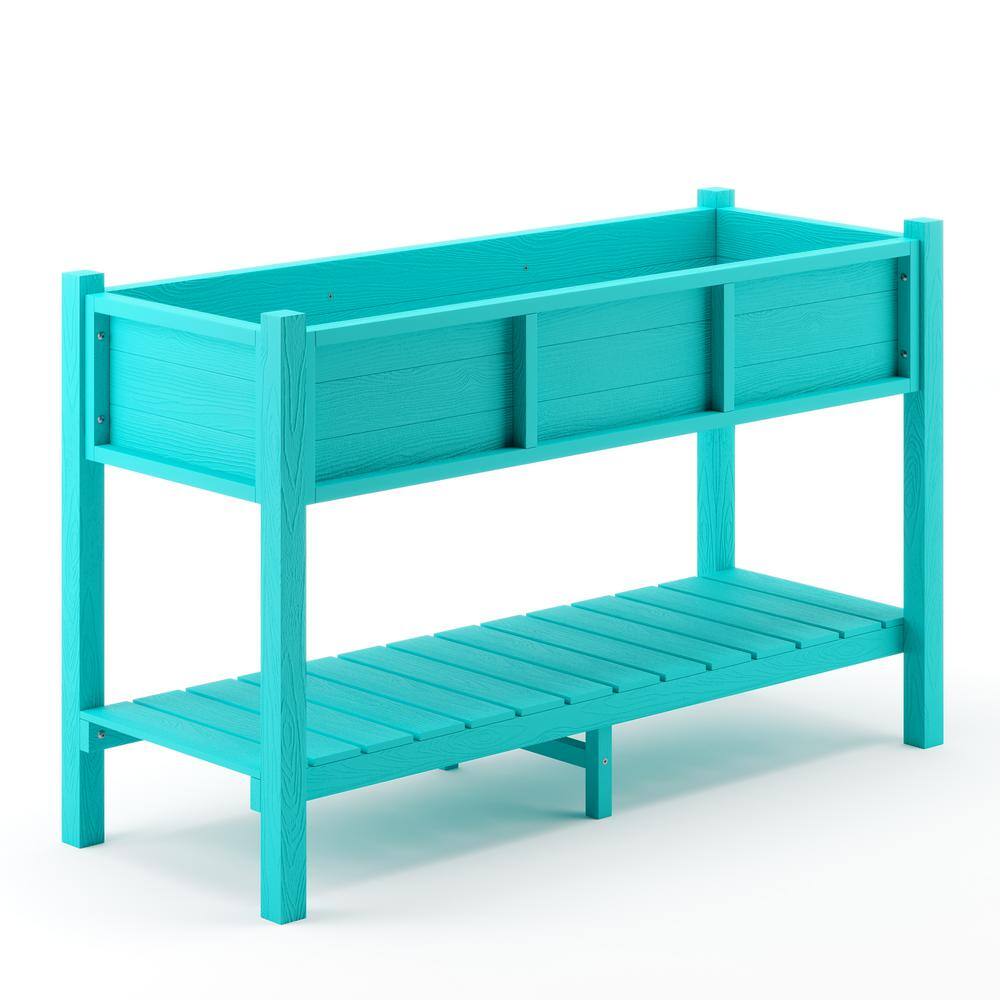LUE BONA 48 in. x 18 in. x 30 in. Blue Raised Planter Boxes Elevated Plastic Garden Bed Stand for Backyard Patio Balcony DPTHD230022-8