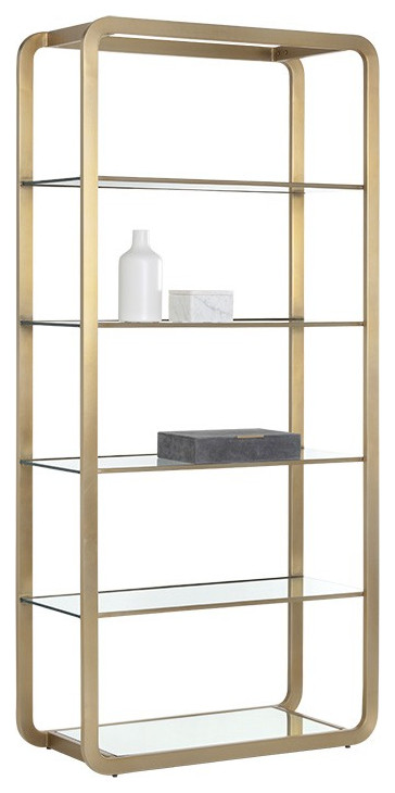 Ambretta Bookcase  Large  Gold/Clear Glass   Contemporary   Bookcases   by Sunpan Modern Home  Houzz