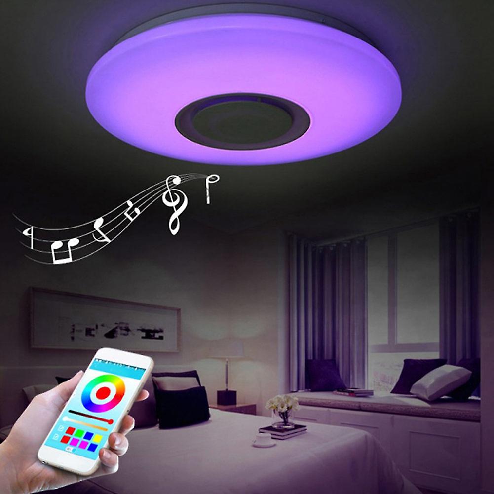 Led Rgb Ceiling Light With Bluetooth Speaker For Bedroom Living Rom Remote Dimming + Mobile Phone App Control 36w220v