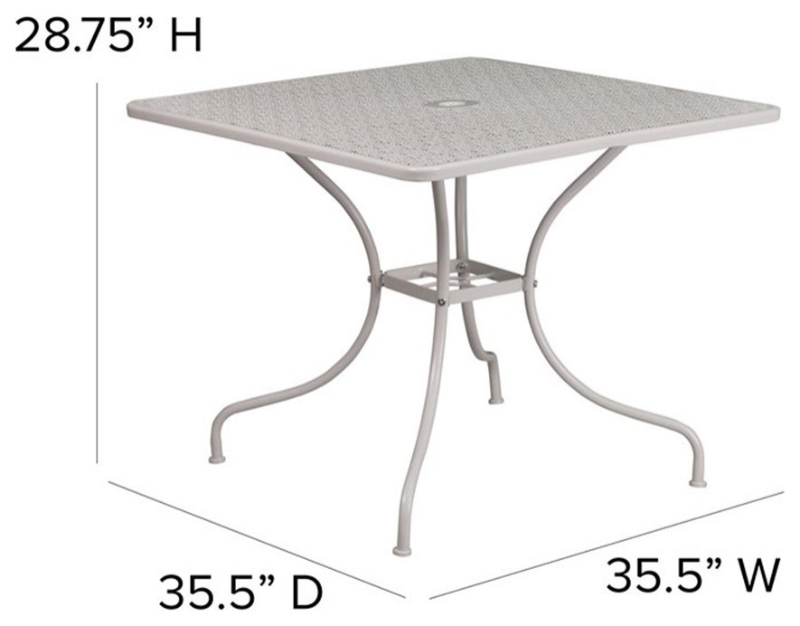 Flash 35.5 quotSquare Indoor/Outdoor Steel Patio Table   Modern   Side Tables And End Tables   by Homesquare  Houzz