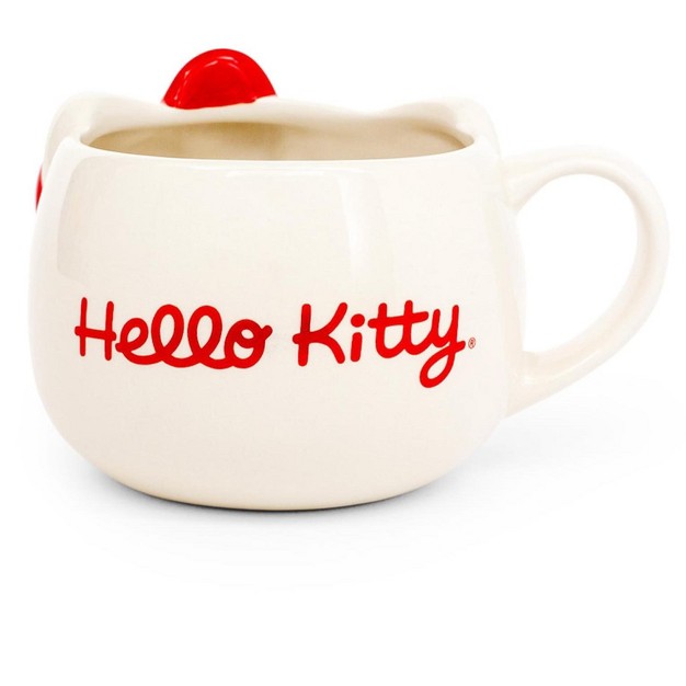 Silver Buffalo Hello Kitty Red Bow Ceramic 3d Molded Mug Holds 22 Ounces