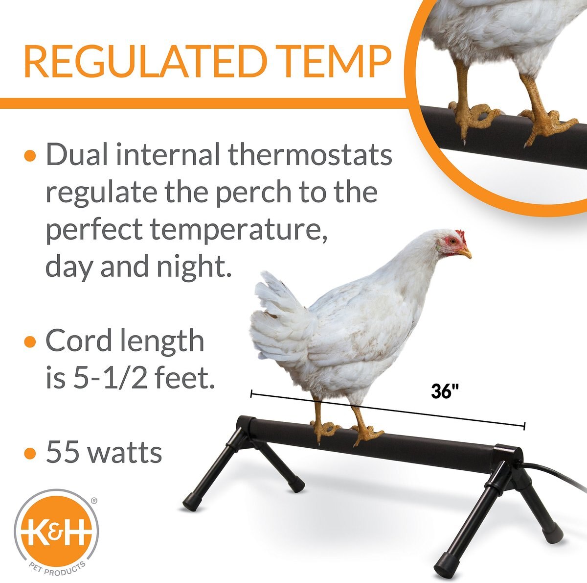 KandH Pet Products Thermo Chicken Perch， Black