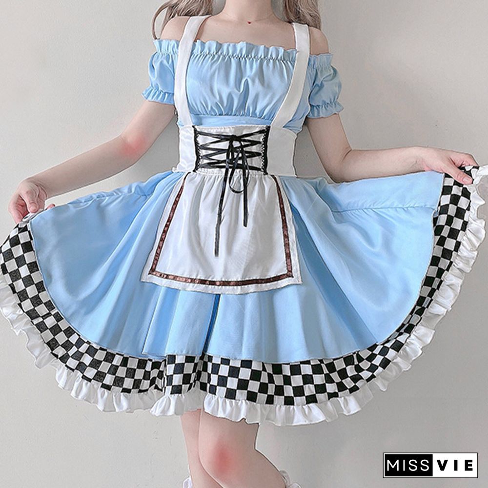 Lace Up Lattice Rulffled Lolita Dress