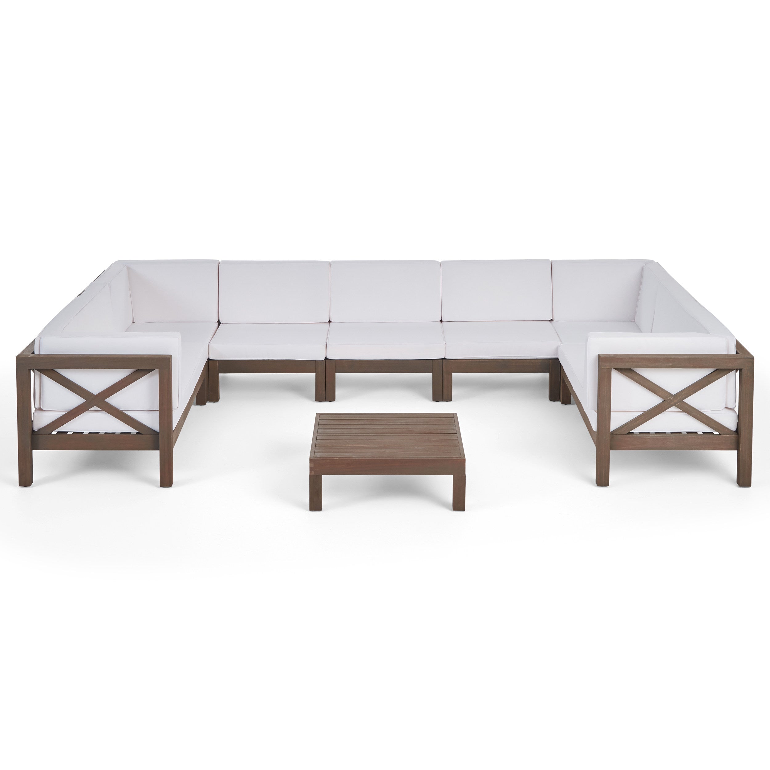 Isabella Outdoor 9 Seater Acacia Wood Sectional Sofa Set