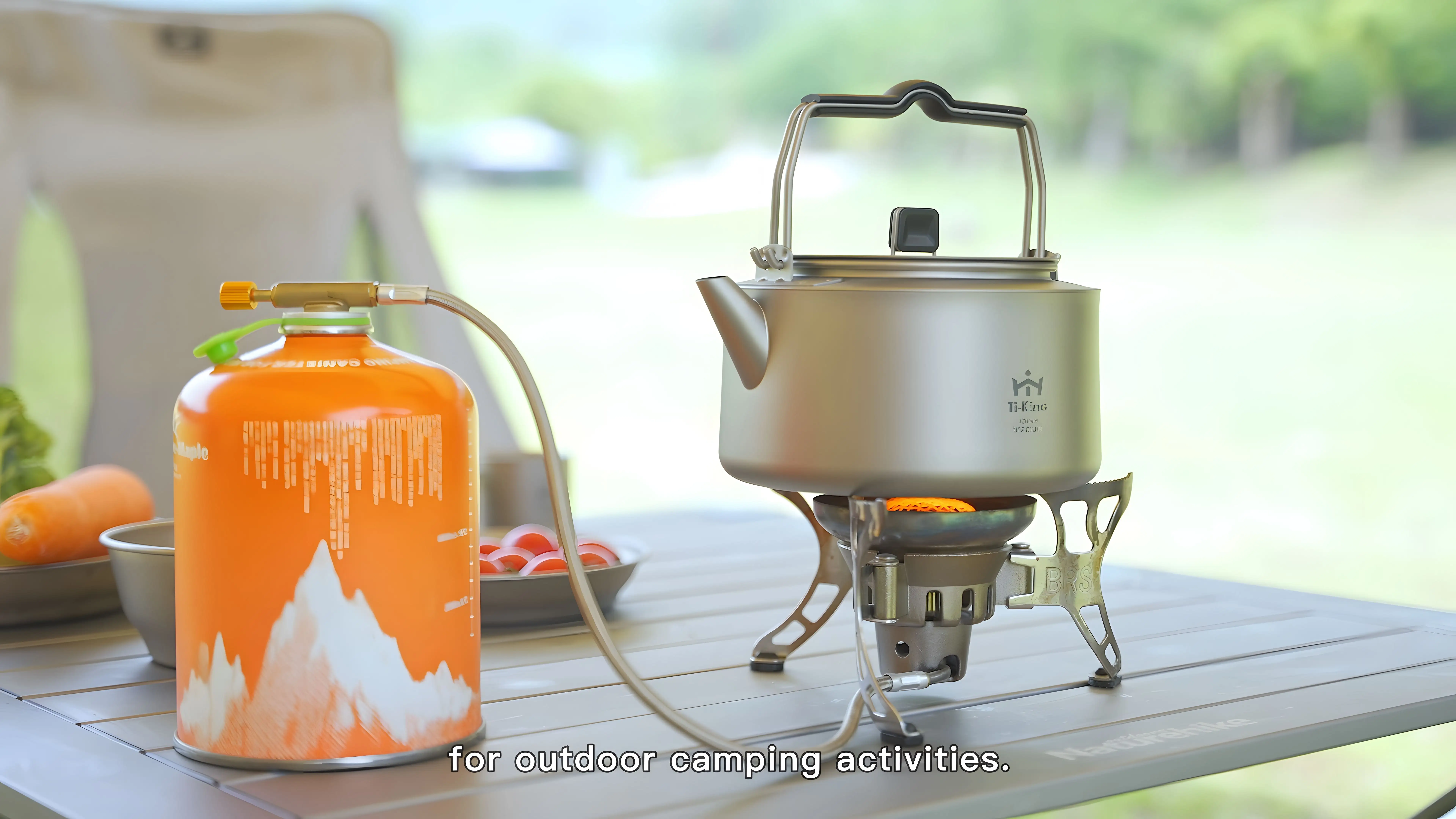 1000ML Titanium Kettle with Folding Handle Ultralight Teapot Outdoor Camping Pot for Boiling Water