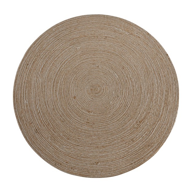 Emma And Oliver Round Braided Design Natural Jute And Polyester Blend Indoor Area Rug 4 Foot