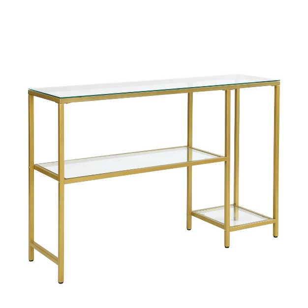 Rayna Console Table With Shelves Gold Carolina Chair amp Table