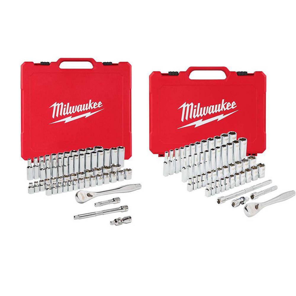 MW 38 in. and 14 in. Drive SAEMetric Ratchet and Socket Mechanics Tool Set (106-Piece) 48-22-9008-48-22-9004